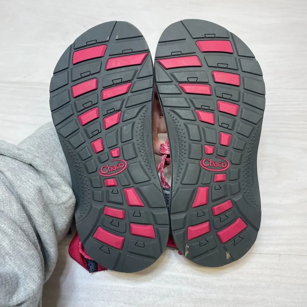 Chaco ZX/1 Ecotread Strappy‎ Sandals Kids Size 3 Pink White Sport Hiking Comfort